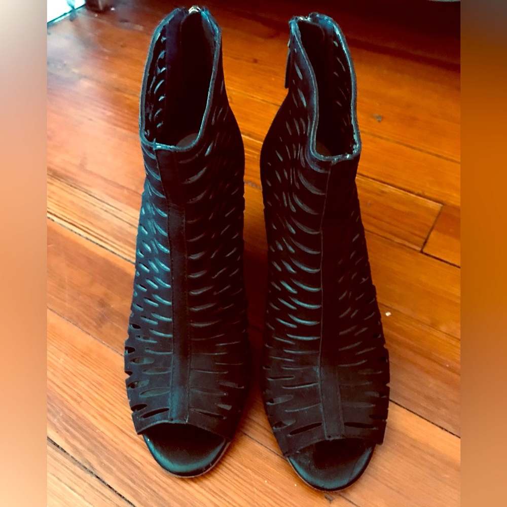 Black leather booties size 6